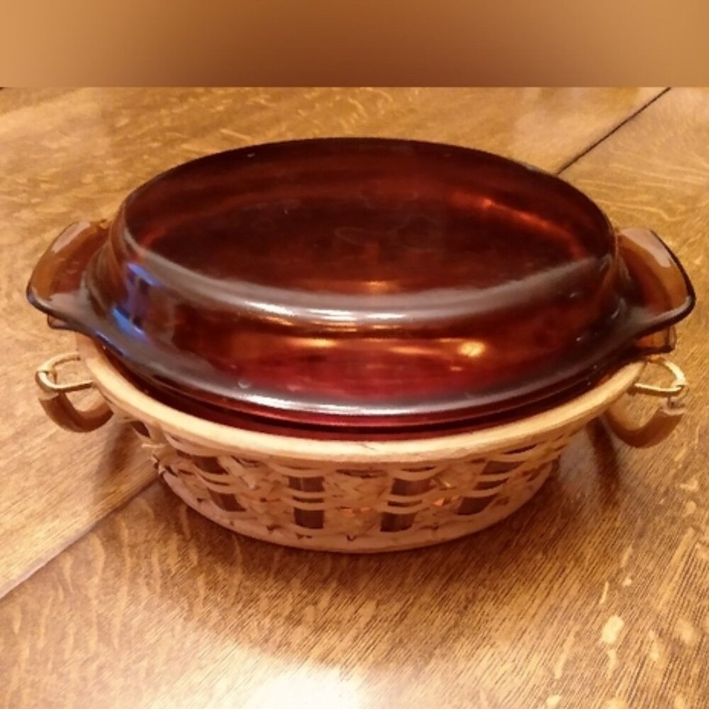 Anchor Hocking Glass Bakeware (1.5 Quart) and Wicker Server